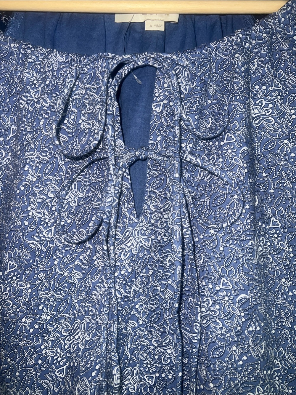 LOFT Lace Paisley Tie Mini Dress Boho Western Precious Sapphire SMALL pockets! - Picture 6 of 17